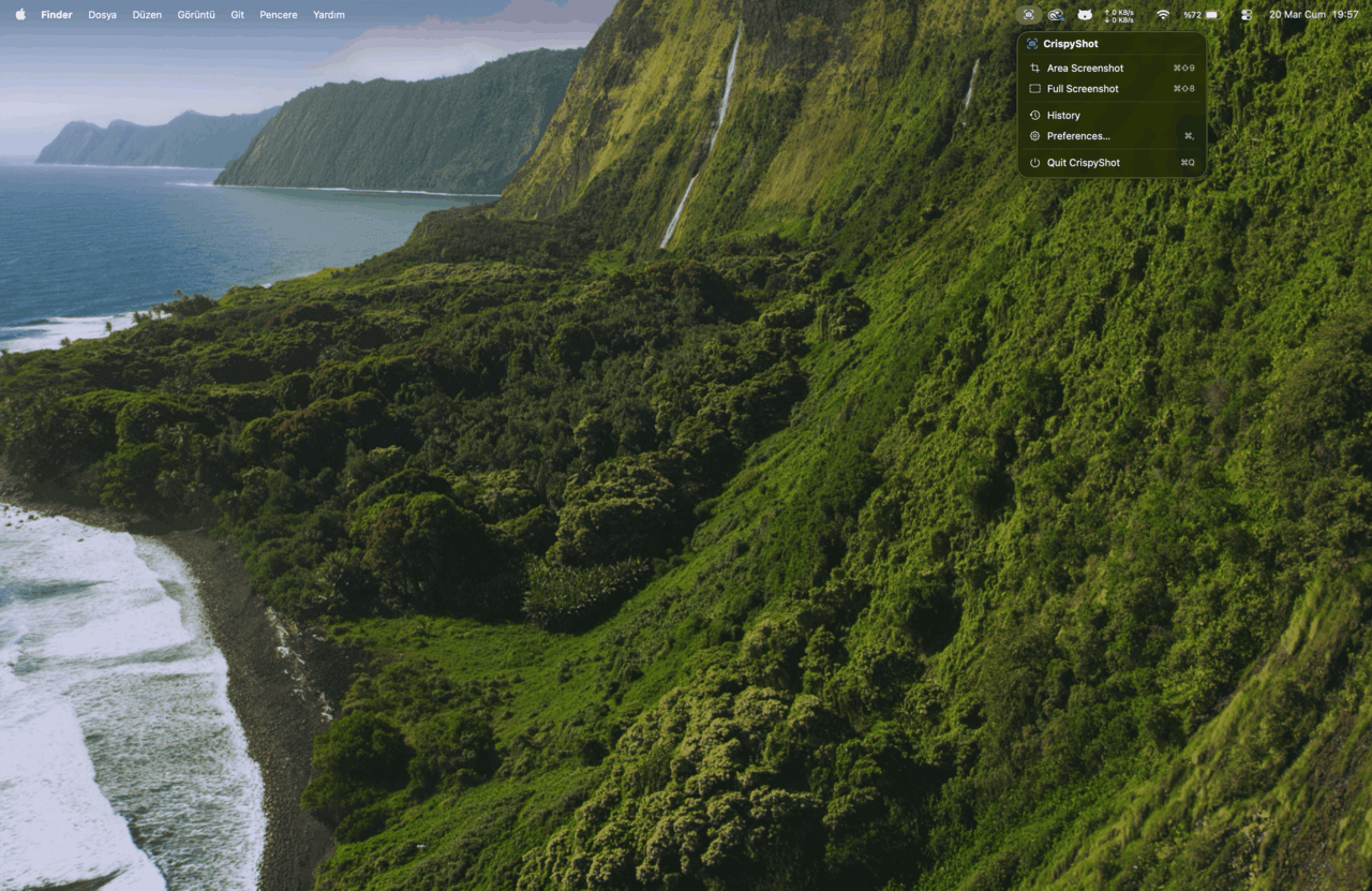 CrispyShot area selection with annotation toolbar